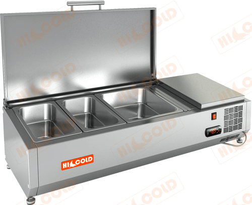 Настольная охлаждаемая витрина для ингредиентов  HICOLD  VRTU 1000 1/4