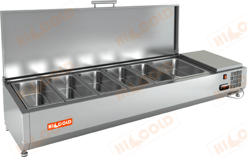 Настольная охлаждаемая витрина для ингредиентов  HICOLD  VRTU 1390 1/4