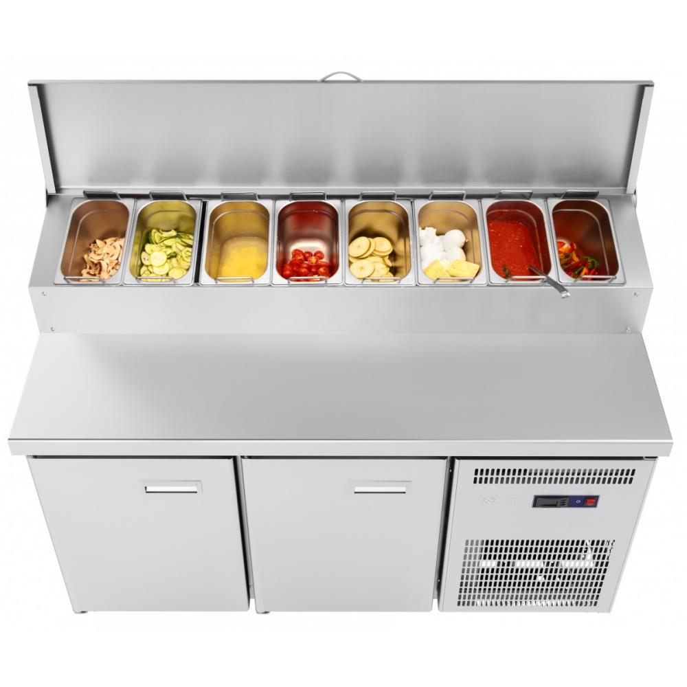 Стол холодильный среднетемпературный ABAT СХС-70-01П для пиццы (2 двери, GN 1/4 - 8 шт)