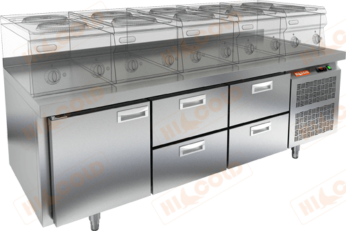 Стол охлаждаемый под тепловое оборудование  HICOLD  GN 122/TN LT