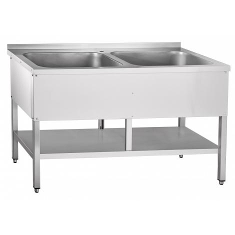 Ванна моечная двухсекционная ABAT ВМП-6-2-5РН (с полкой, вся нерж.) ― Официальный сайт Российских производителей промышленного оборудования